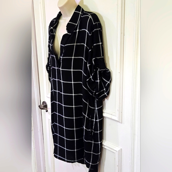 Chelsea & Theodore Black & White Check Grid Print Shirt Dress, X-Large,NWT - Picture 9 of 12